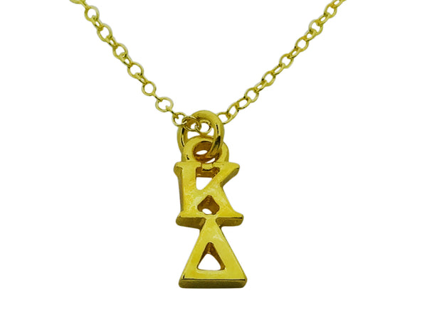 Kappa Delta Greek Sorority Lavalier Drop Charm Pendant Necklace Gold Filled