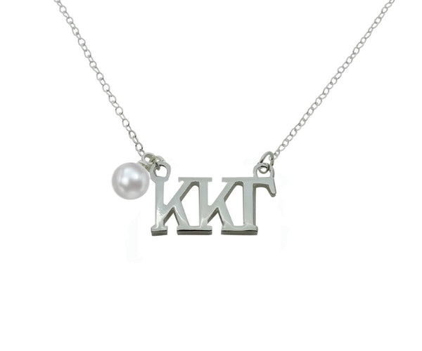 Kappa Kappa Gamma Floating Sorority Lavalier Necklace with Pearl