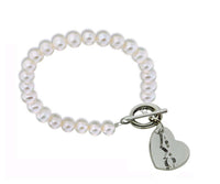 Alpha Chi Omega Pearl Sorority Bracelet with Heart on Toggle Clasp