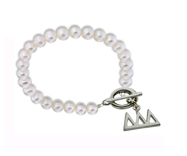 Tri Delta Delta Delta Pearl Sorority Bracelet on Toggle Clasp