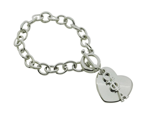 Omega Phi Alpha Rolo Sorority Bracelet with Heart on Toggle Clasp - DKGifts.com