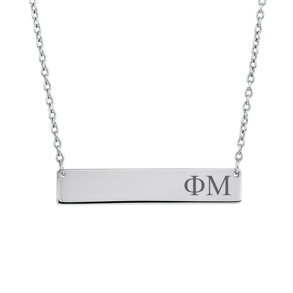 Sorority Bar Necklace Phi Mu Horizontal Bar Necklace Stainless Steel