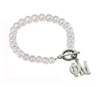 Phi Mu Pearl Sorority Bracelet with Toggle Clasp