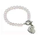 Phi Mu Pearl Sorority Bracelet with Heart on Toggle Clasp