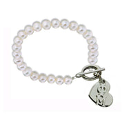 Phi Mu Pearl Sorority Bracelet with Heart on Toggle Clasp