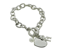 Phi Mu Sorority Bracelet with Heart and Pearl Dangle - DKGifts.com