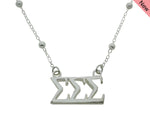 Tri Sigma Sigma Sigma Beaded Floating Necklace Sorority Jewelry Necklace