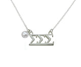 Tri Sigma Sigma Sigma Floating Sorority Lavalier Necklace with Pearl