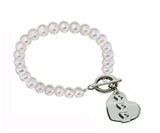 Tri Sigma Sigma Sigma Pearl Sorority Bracelet with Heart and Toggle Clasp