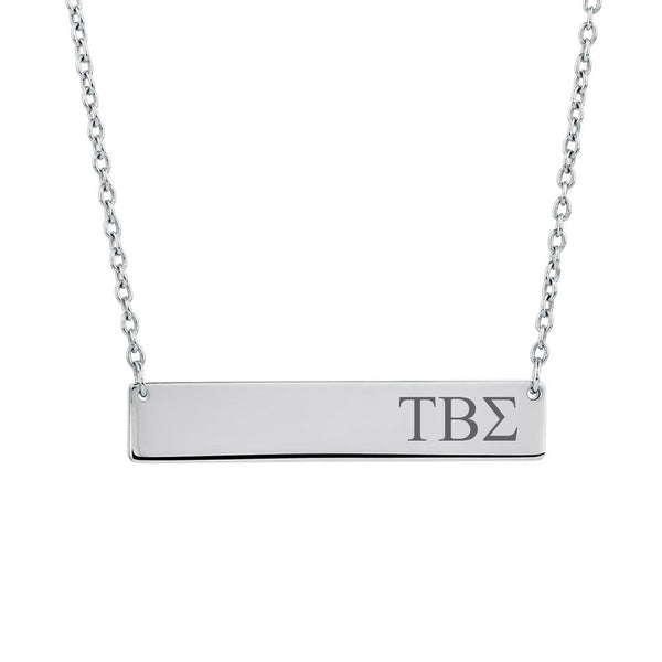 Sorority Bar Necklace Tau Beta Sigma Horizontal Bar Necklace Stainless Steel