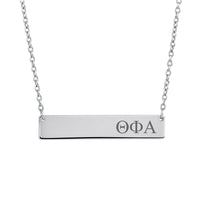 Sorority Bar Necklace Theta Phi Alpha Horizontal Bar Necklace Stainless Steel