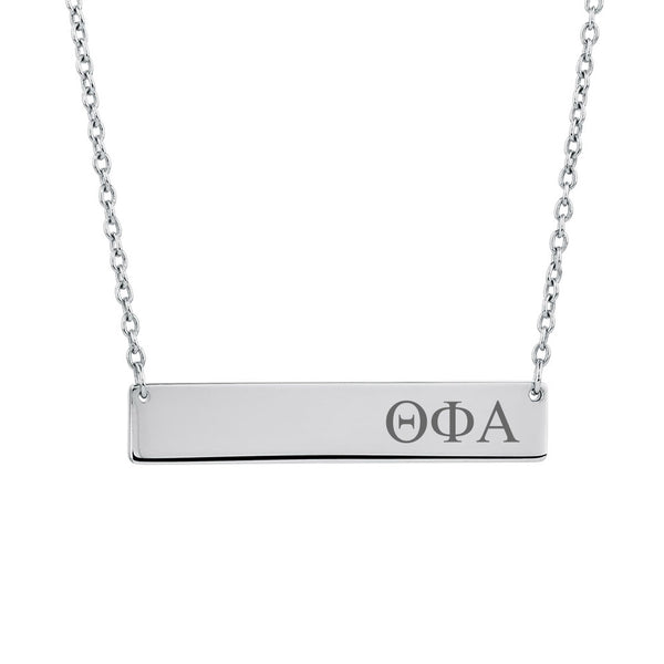 Sorority Bar Necklace Theta Phi Alpha Horizontal Bar Necklace Stainless Steel