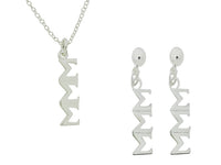 Tri Sigma Sigma Sigma Matching Greek Sorority Lavalier Necklace and Earring Set
