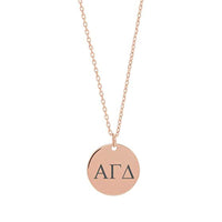 Dainty Alpha Gamma Delta Round Necklace - Alpha Gamma Delta Jewelry - Sorority Lavalier Necklace - Sorority Big Day Gift - Sorority Gift Idea - Big Little Jewelry