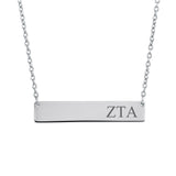 Sorority Bar Necklace Zeta Tau Alpha Horizontal Bar Necklace Stainless Steel