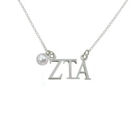 Zeta Tau Alpha Floating Sorority Lavalier Necklace with Pearl