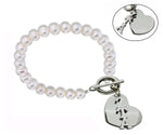 Zeta Tau Alpha Pearl Sorority Bracelet with Heart on Toggle Clasp