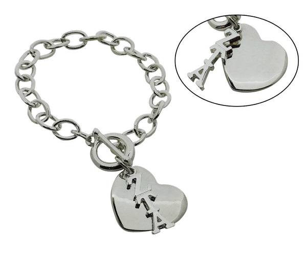 Zeta Tau Alpha Rolo Sorority Bracelet with Heart on Toggle Clasp - DKGifts.com