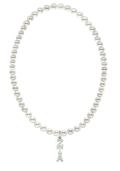 Zeta Tau Alpha Stretch Pearl Sorority Necklace Greek Sorority Pearl Necklace