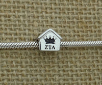 Zeta Tau Alpha Sorority Bead Fit Most European Style Charm Bracelet Big Hole Bead