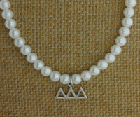 Tri Delta Delta Delta Sorority Pearl Necklace Sorority Pearl Lavalier Necklace Jewelry with 2" Extender
