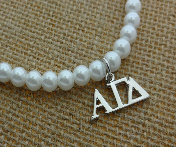 Alpha Gamma Delta Sorority Pearl Necklace Sorority Pearl Lavalier Necklace Jewelry with 2" Extender