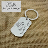 Actual Engraved Handwriting Key Chain, Actual Handwritten Gift, Custom Key Chain, Engraved Key chain, Husband gift, Personalized Key Chain