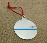 Thin Blue Line Ornament, Personalized Thin Blue Line Ornament, Police Wife Ornament, Back the Blue Gifts, Law Enforecement Badge Number